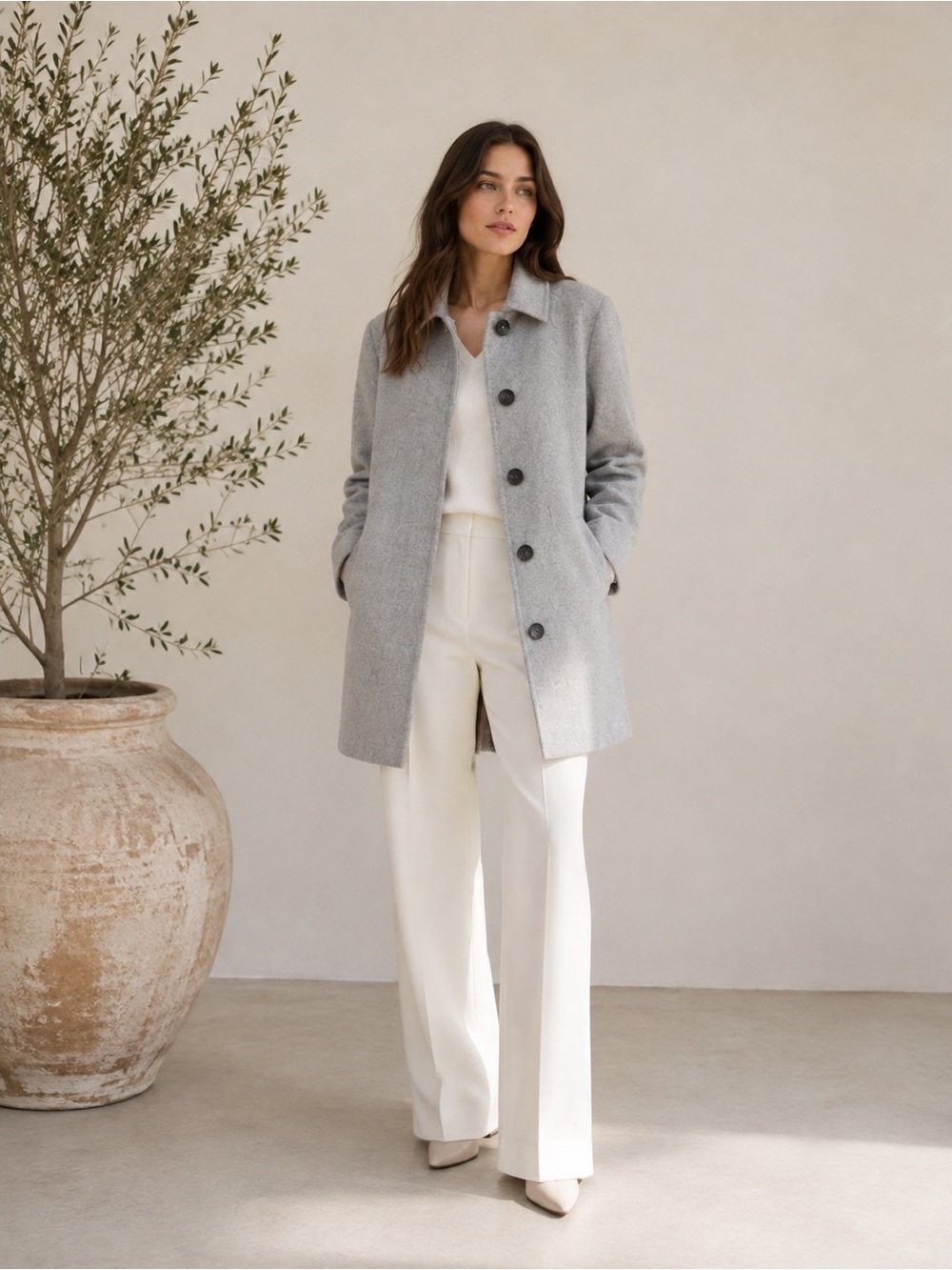 Theory Grey Wool Cashmere Coat